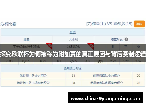 探究欧联杯为何被称为附加赛的真正原因与背后赛制逻辑